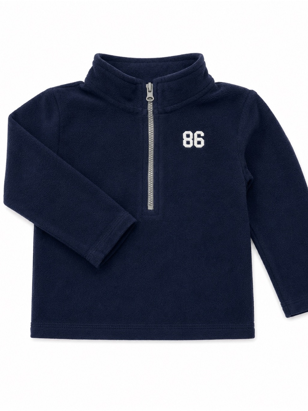 Navy Half-Zip Fleece Pullover with White '86 Patch